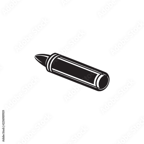 Simple black pencil icon with white tip and band isolated image