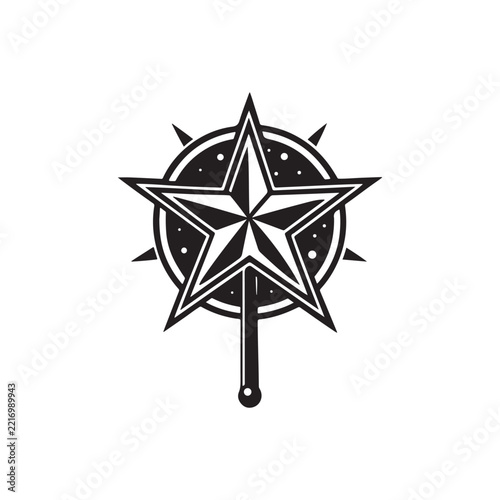 Vintage Style Compass Star Navigation Symbol Isolated Design Vector Art
