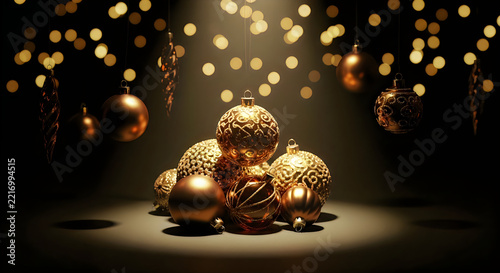 Golden chocolate gnome figures with baubles and lights
