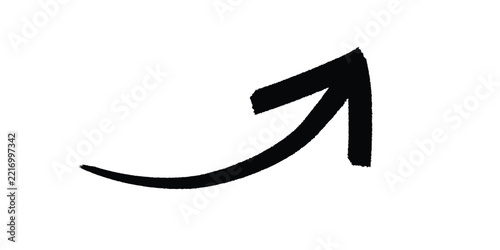 Hand Drawn Black Marker Brush Stroke Arrow Pointing Up and Right Directional Sign Isolated on White Background Vector Illustration