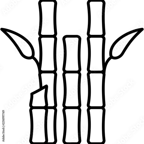 Bamboo cluster with side leaves Icon