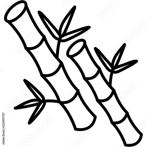 Bamboo stalk cluster with leaves Icon