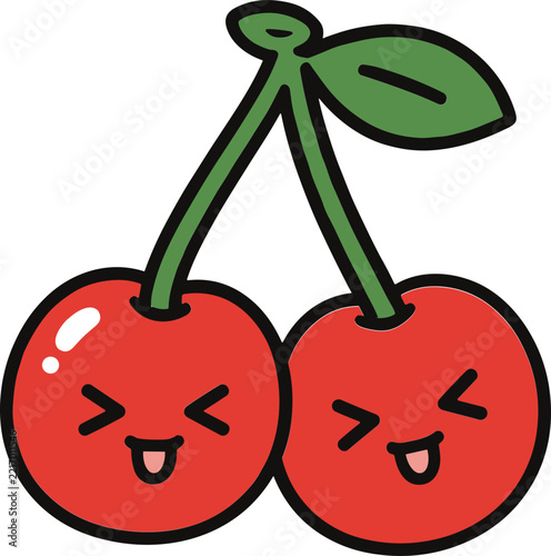 Cute Cartoon Cherry Vector Illustration