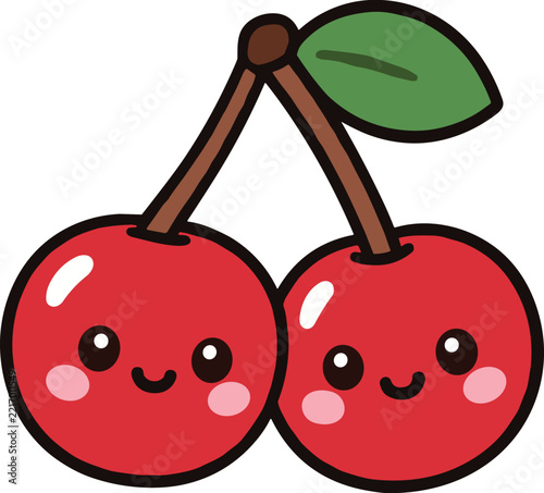 Cute Cartoon Cherry Vector Illustration