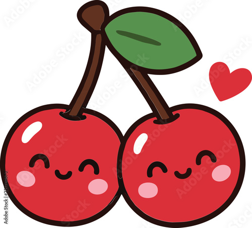 Cute Cartoon Cherry Vector Illustration
