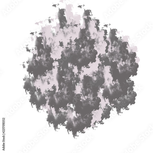 Dark gray and light gray cloud-like abstract shapes layered on a white background, creating a contrast and textured smoke-like appearance