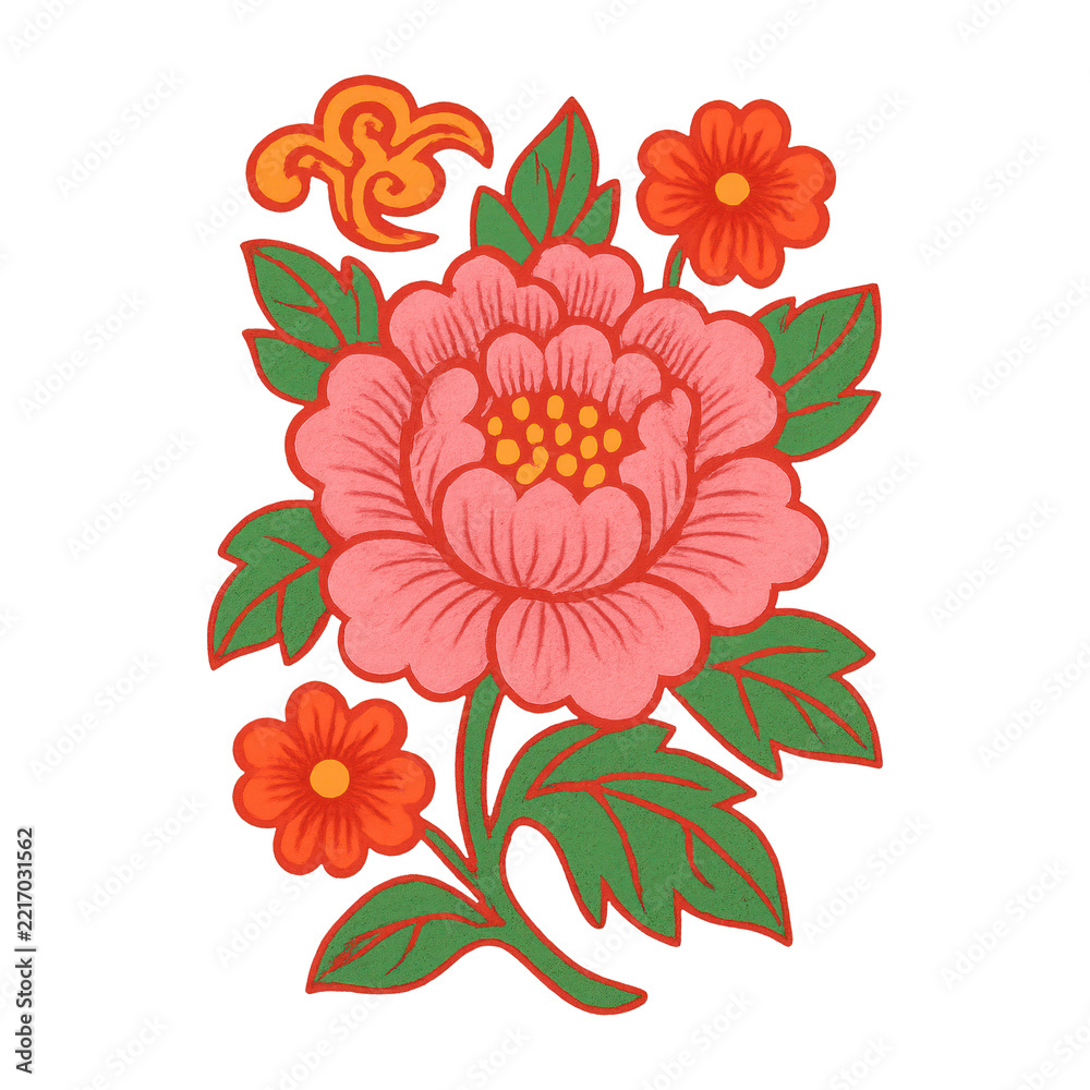 Fototapeta premium PNG Vibrant floral illustration design