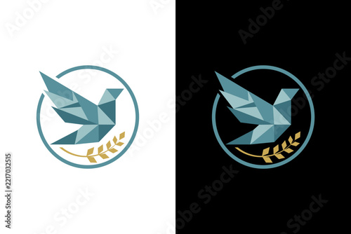 Dove technology logo, digital bird logo template