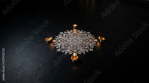 Intricate mosaic forming the shape of a human head against a dark background