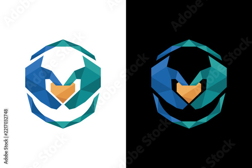 Two polygonal hands holding a diamond heart