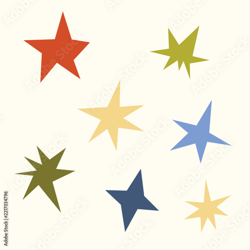 Colorful stars set, outer space celestial shapes for kids, night sky nursery room graphic design element collection