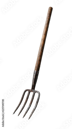 Traditional Agricultural Pitchfork Isolated on Transparent Background