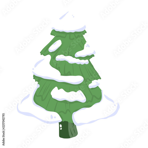 christmas snow tree vector illustration