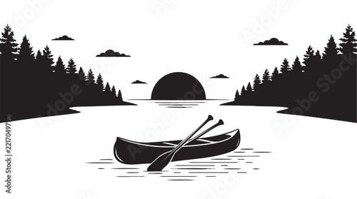 silhouette of a boat on the lake