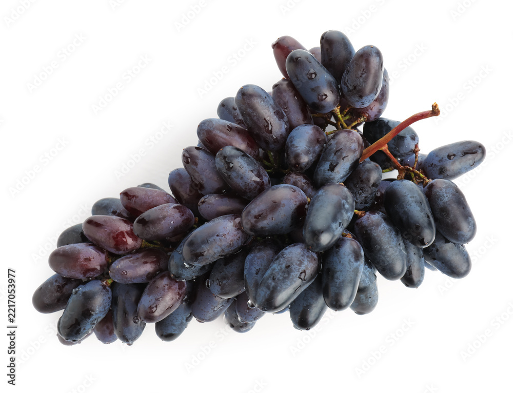 Fototapeta premium Bunch of fresh ripe grapes isolated on white