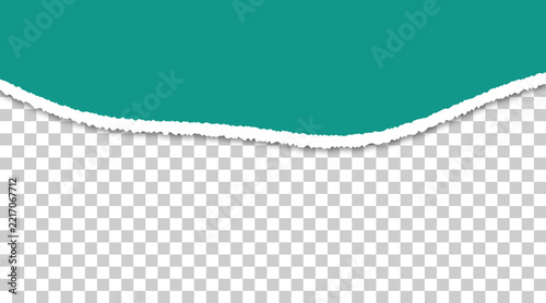 Teal Torn Paper Edge with Rough Texture and Transparent Background for Graphic Design Layouts