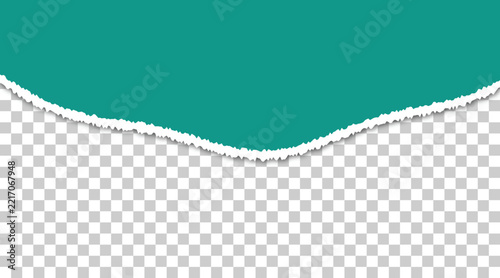 Teal Torn Paper Border with Rough Edges and Transparent Background for Creative Graphic Design Projects