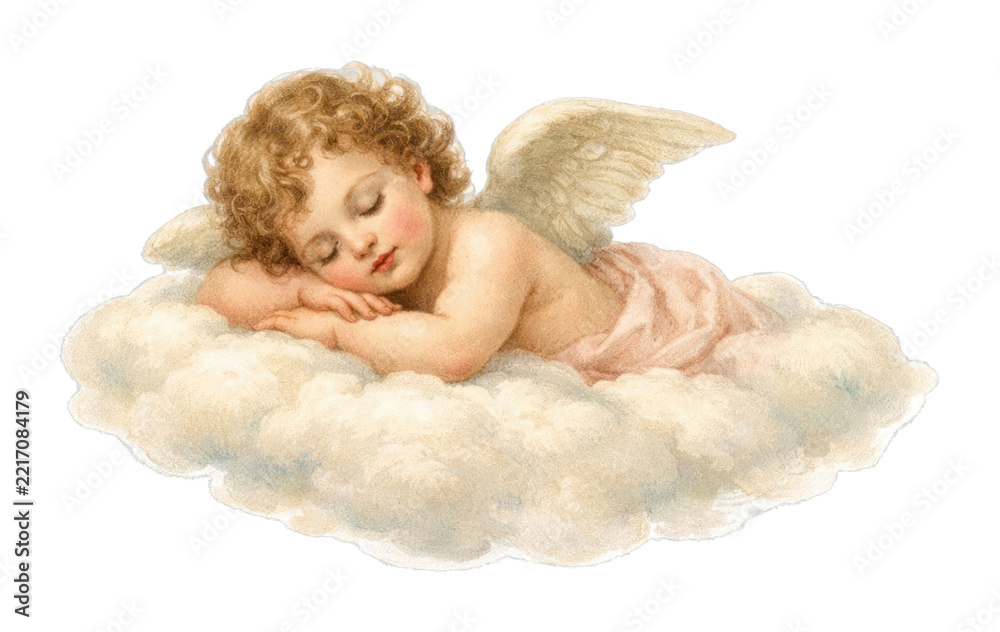 Fototapeta premium PNG Cherubic angel sleeping peacefully.