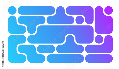 Abstract maze pattern, warm yellow orange and red geometric labyrinth with rounded paths for modern background design