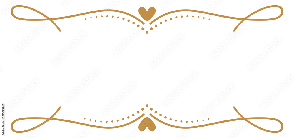 Fototapeta premium A gold and white design with two hearts on either side of a white background