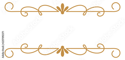 A gold and white line with a floral design
