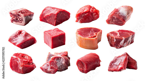 Fresh meat cuts set for butchery branding and food packaging