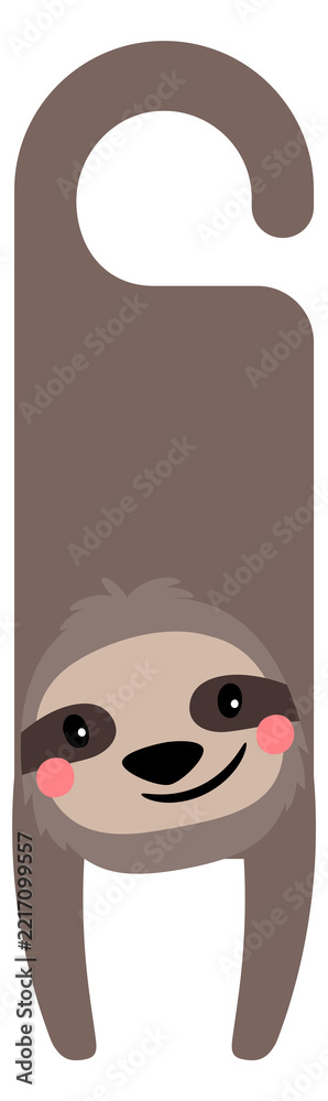 Naklejka premium Closed door hotel sign in cute sloth shape