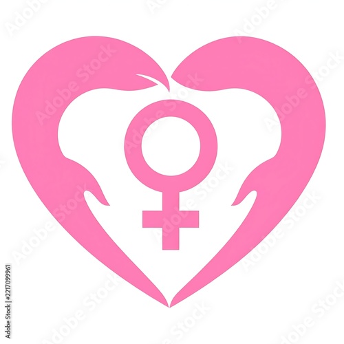 Pink Heart Symbol Embracing the Female Gender Icon