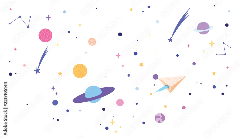 Fototapeta premium Space elements. Stars and universe color flat icon