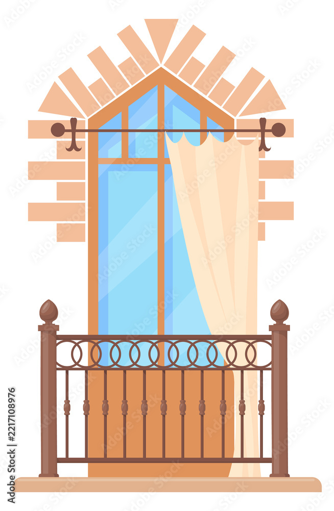 Fototapeta premium Town house balcony. Retro european architecture element