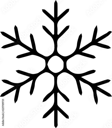 Snowflake hand drawn doodle icon, black outline vector illustration