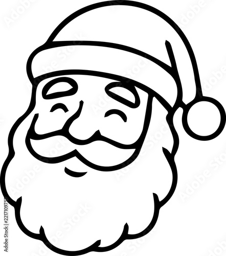Santa Claus face hand drawn doodle icon, black outline vector illustration