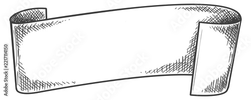 Scroll engraving template. Blank paper ribbon banner