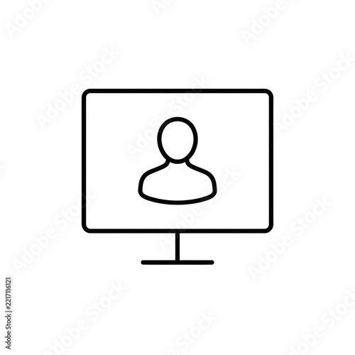 Monitor with user profile icon flat vector on white background for digital identity concepts