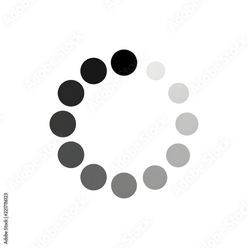 Loading circle with grayscale shades on a white background progress indicator illustration
