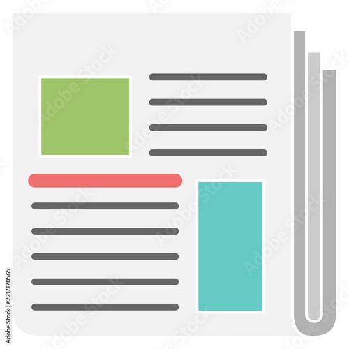 Folded newspaper color icon. Paper page article