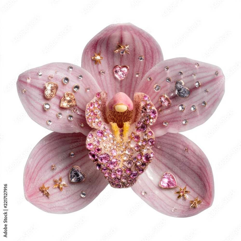 Fototapeta premium Orchid adorned with sparkling jewels.
