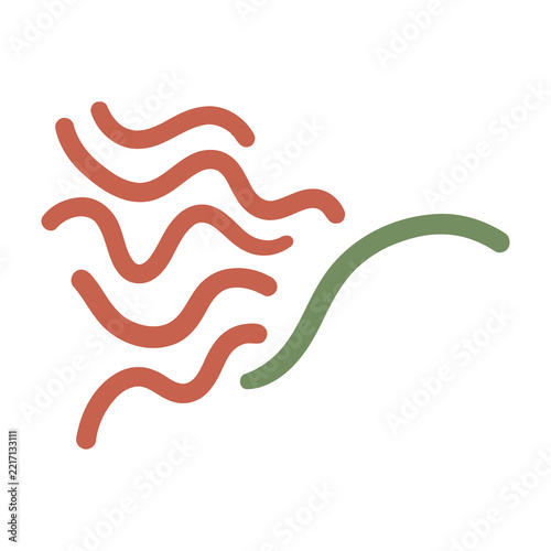 Worms squirming illustration red green abstract shapes