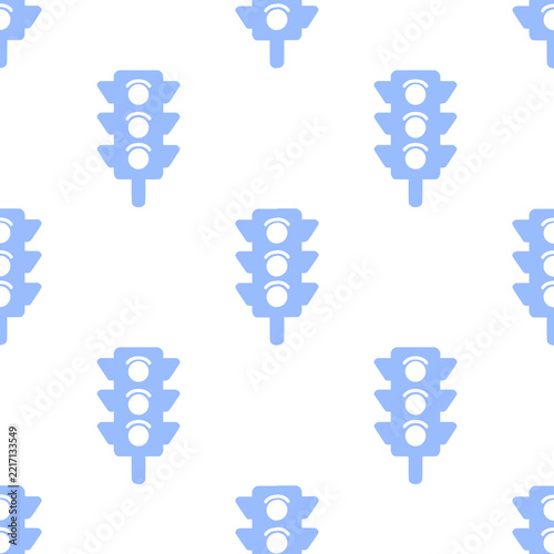 Seamless pattern of traffic lights, traffic safety background, light blue