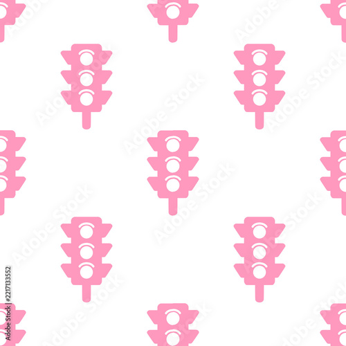 Seamless pattern of traffic lights, traffic safety background, pink
