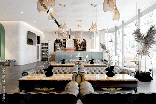 3d render coffee shop interior restaurant