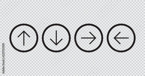 Four Direction Arrow Icons, Up Down Left Right Navigation Symbols