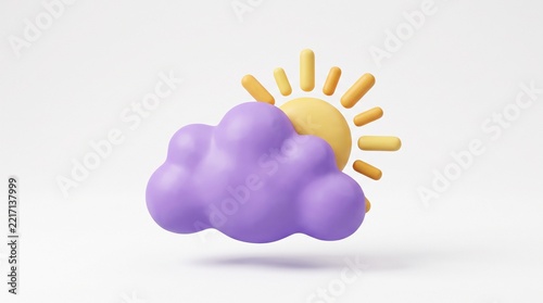 3d weather icon with sun and cloud