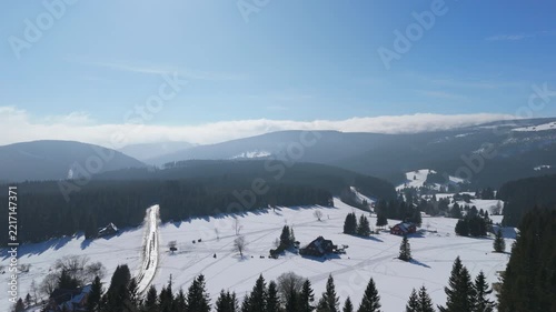 Winter view of mountains with snow and clear skies capturing natural