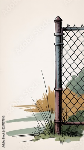 Metallic Chain Link Fence Wire Boundary Barrier Security Enclosure Property Wall