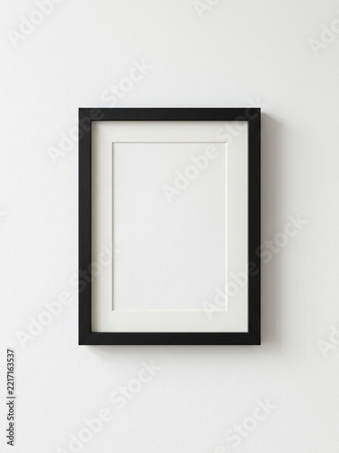 Black Picture Frame Wall Mockup with Blank Interior