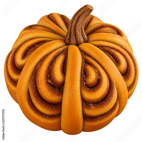 Cinnamon roll shaped like a pumpkin for Halloween