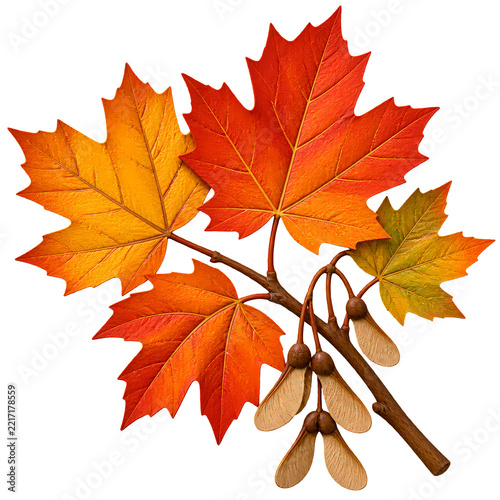 Maple leaf branch in peak color for fall