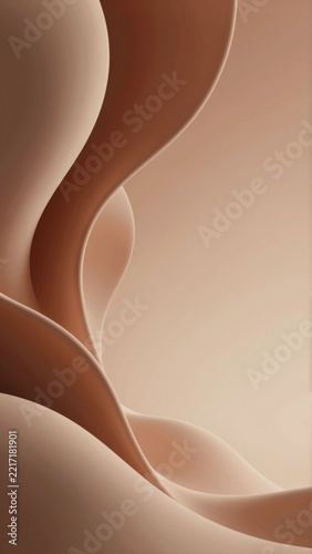 abstract digital art piece peach colored background background gradient light peach color top half being darker shade peach bottom half lighter shade beige center three curved lines create wave like
