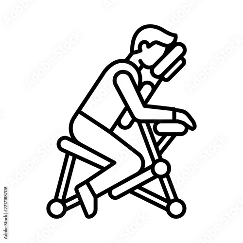 Person sitting on a professional massage chair for therapy.